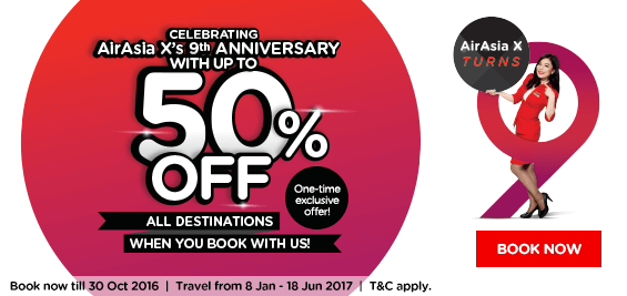 AirAsia ”Up to 50% off Sale” 24,Oct,2016